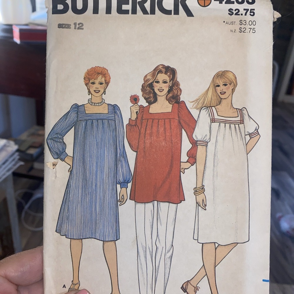 Butterick Pattern 4233 Misses Maternity Dress & Tunic Size 12 Uncut Vtg